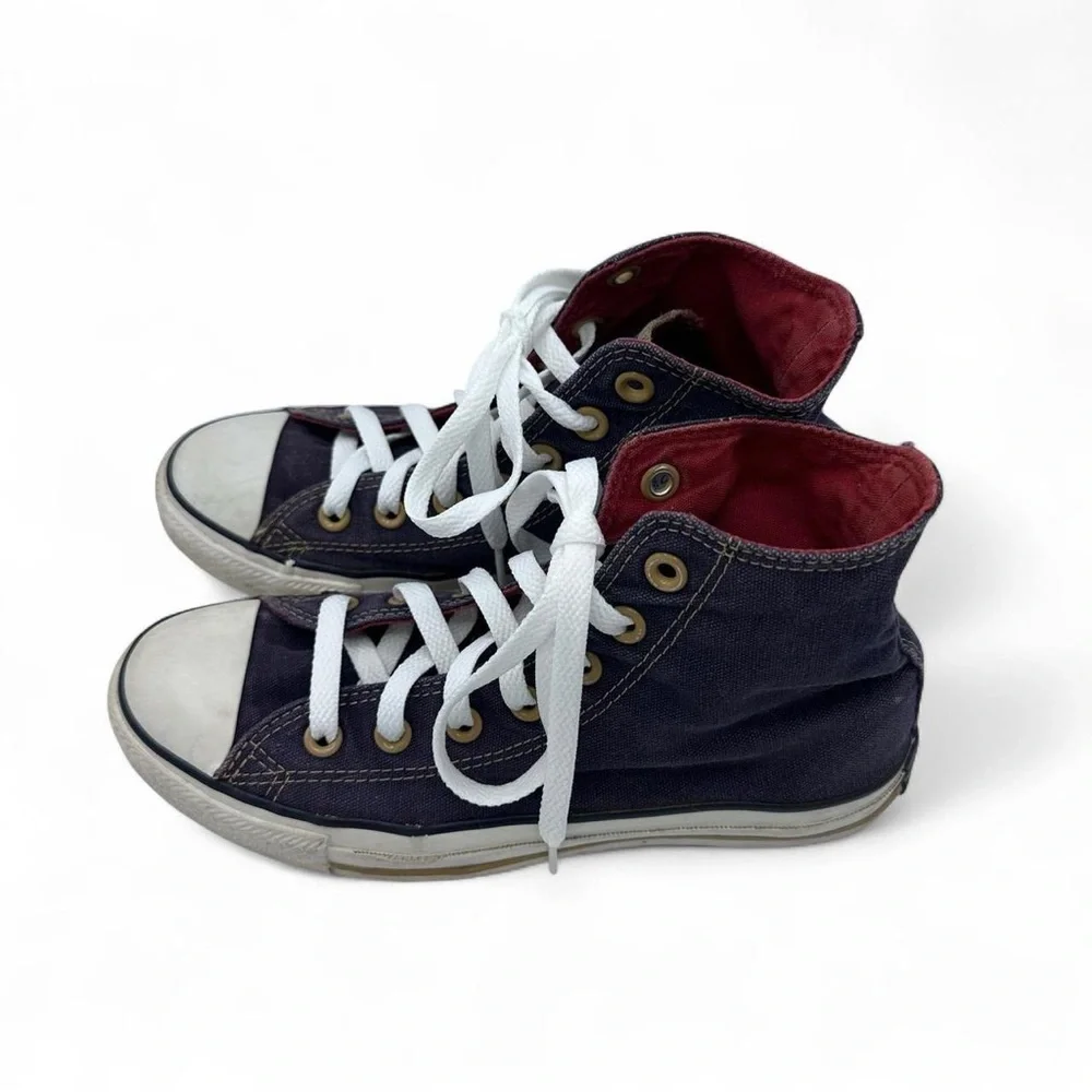 Converse All Star Chuck Taylor’s High Top Navy Blue White Red Chucks Men’s 5 - Picture 2 of 6